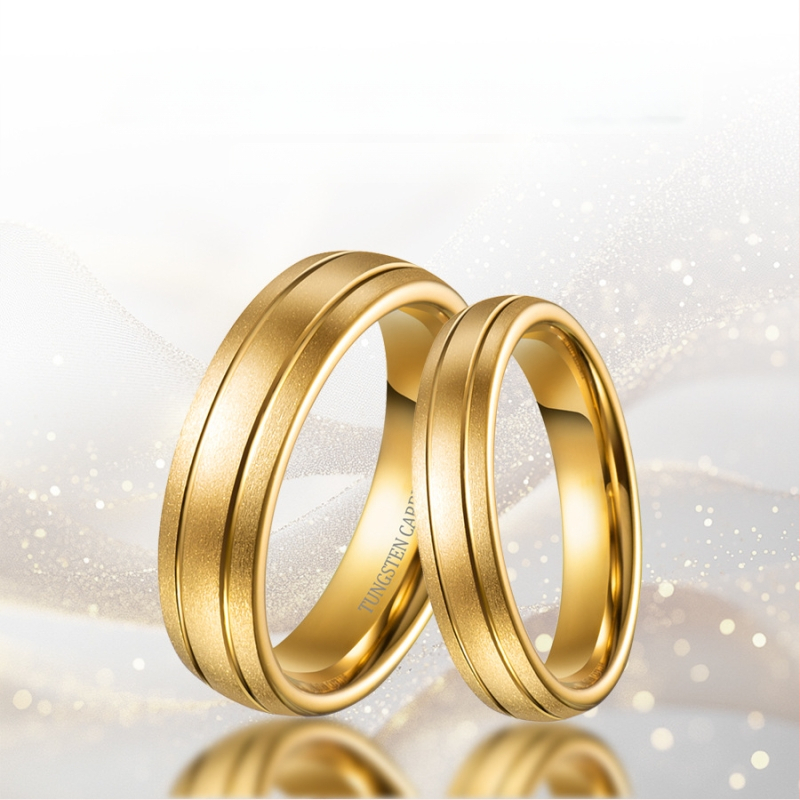 Δαχτυλίδι από βολφράμιο χάλυβα με ματ φινίς, γεωμετρικό unisex, κορεακή έκδοση, ζευγάρι δαχτυλιδιών