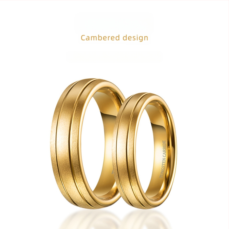 Δαχτυλίδι από βολφράμιο χάλυβα με ματ φινίς, γεωμετρικό unisex, κορεακή έκδοση, ζευγάρι δαχτυλιδιών