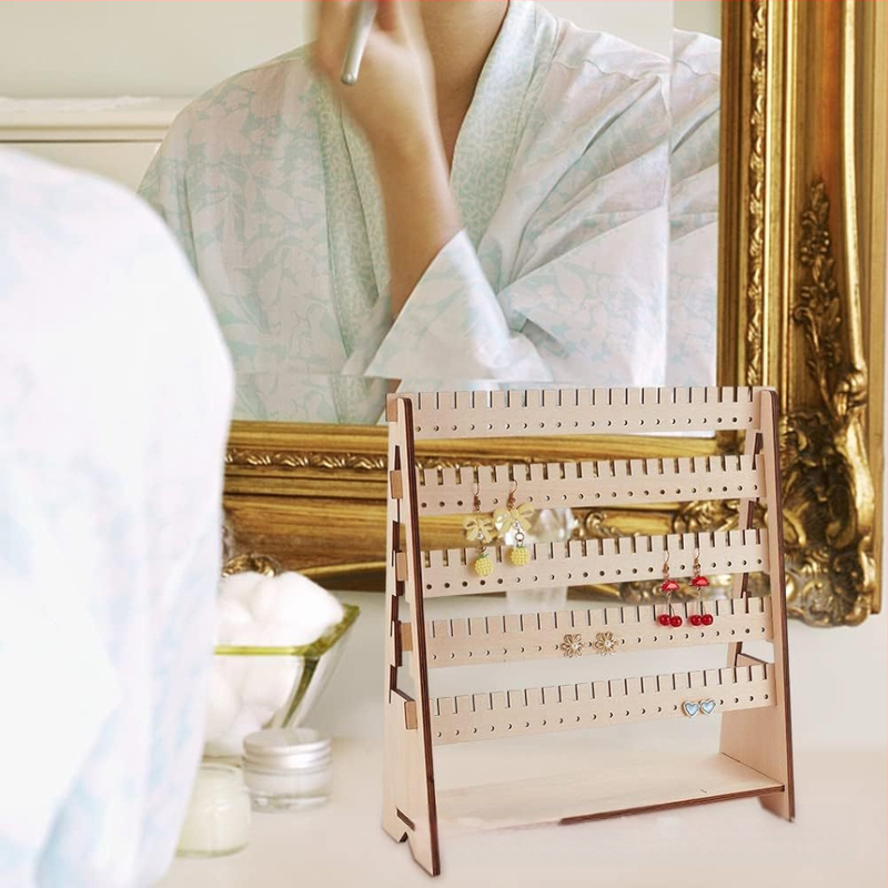 Ξύλινο σταντ προβολής σκουλαρικιών με καρφί, ενιαίο από μασίβ ξύλο, σκανδιναβικό στυλ, πολυεπίπεδη κατασκευή