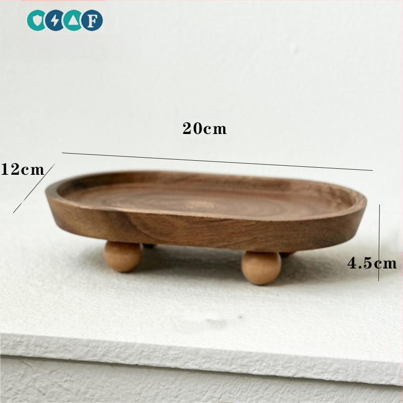 Koka apaļš trauks aromaterapijai, atslēgu uzglabāšanai un deserts plāksnei – moderns vienkāršs stils, logotipa drukāšana un personalizācija pieejama, piemērots viesnīcām, kafejnīcām un tējas dzeršanai