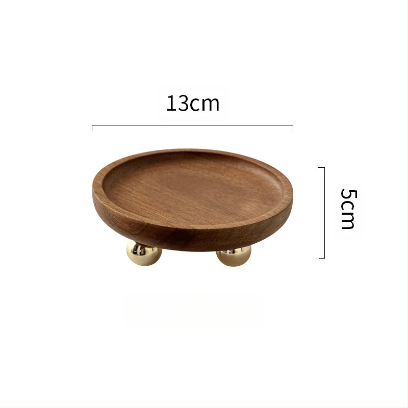 Koka apaļš trauks aromaterapijai, atslēgu uzglabāšanai un deserts plāksnei – moderns vienkāršs stils, logotipa drukāšana un personalizācija pieejama, piemērots viesnīcām, kafejnīcām un tējas dzeršanai