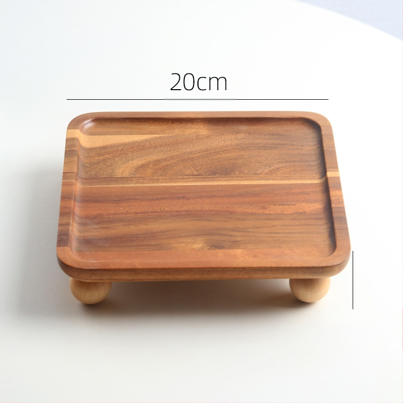 Koka apaļš trauks aromaterapijai, atslēgu uzglabāšanai un deserts plāksnei – moderns vienkāršs stils, logotipa drukāšana un personalizācija pieejama, piemērots viesnīcām, kafejnīcām un tējas dzeršanai