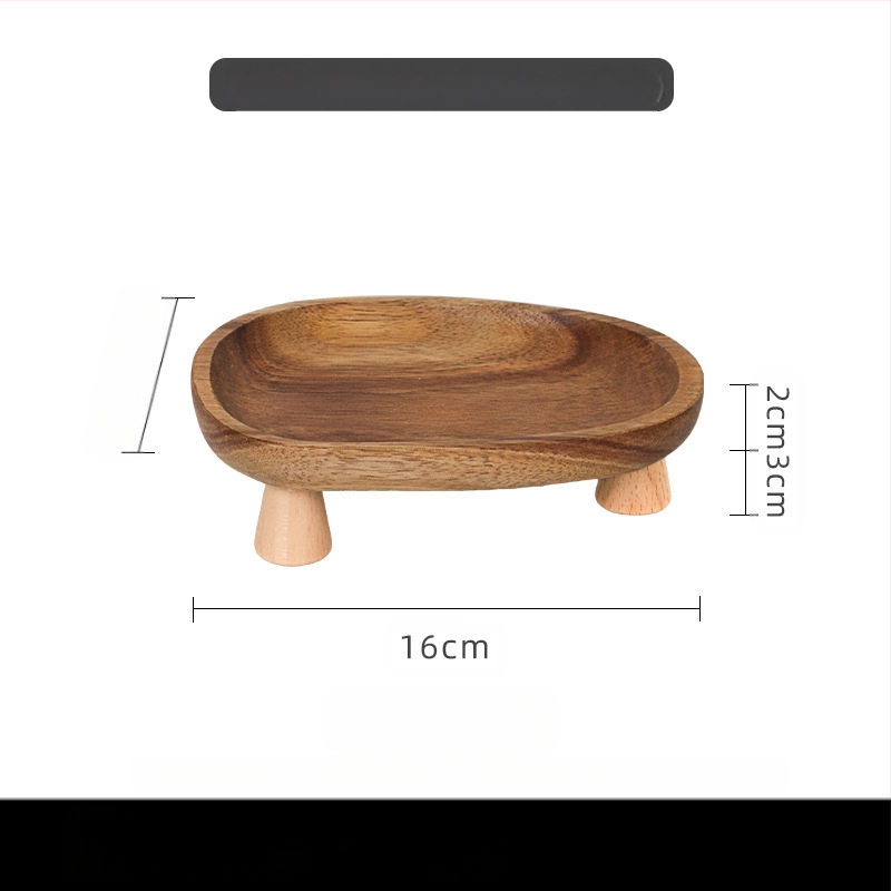 Koka apaļš trauks aromaterapijai, atslēgu uzglabāšanai un deserts plāksnei – moderns vienkāršs stils, logotipa drukāšana un personalizācija pieejama, piemērots viesnīcām, kafejnīcām un tējas dzeršanai