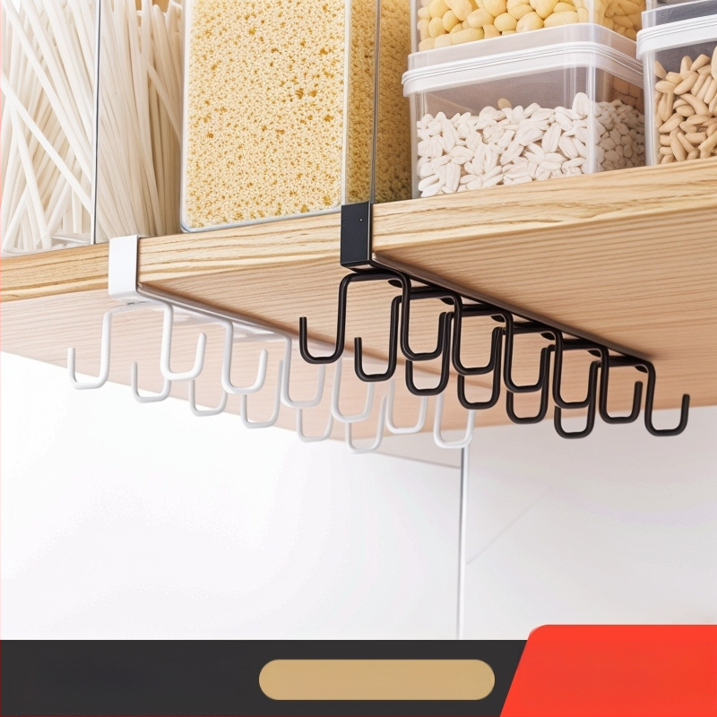 Κρεμάστρα κουζίνας κάτω από ντουλάπι χωρίς διάτρηση για σκεύη, πετσέτες και φλιτζάνια