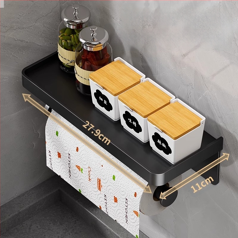 Fali konyhai papírtartó furat nélküli, Space alumíniumból, anodizált felülettel, otthoni használatra