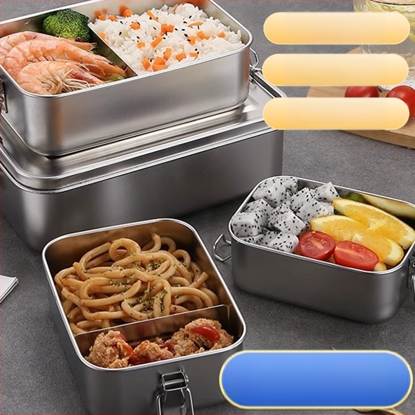 Pusdienu kārba no 304 nerūsējošā tērauda ar nodalījumiem, retro stils, ietilpība 800-1000 ml