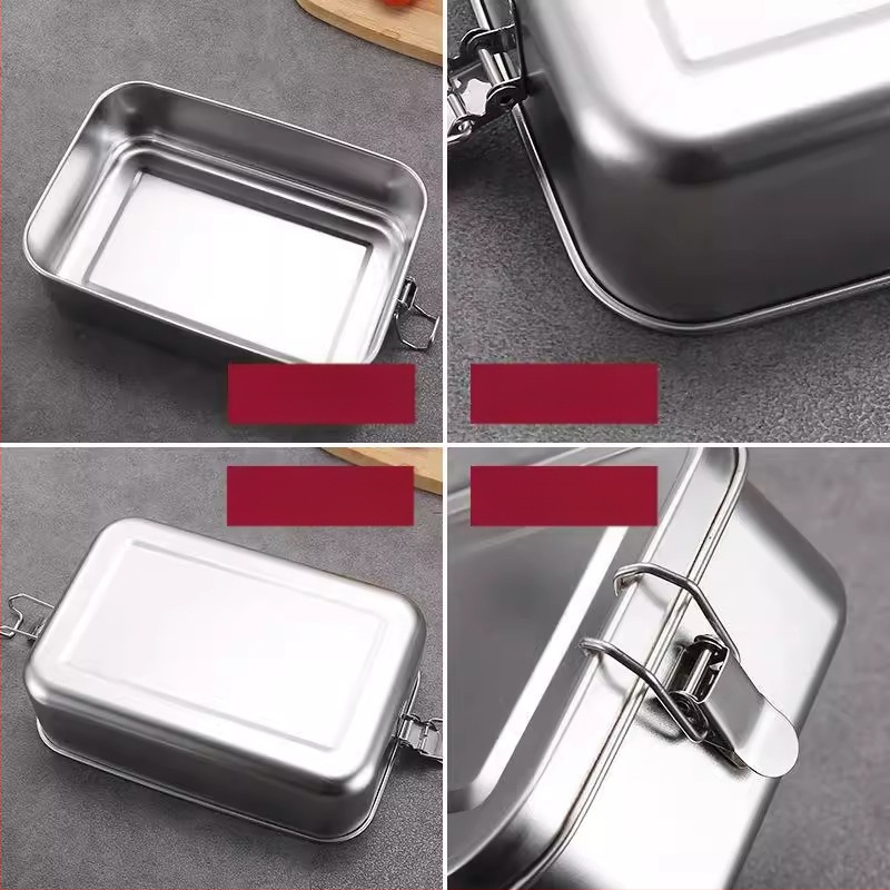 Pusdienu kārba no 304 nerūsējošā tērauda ar nodalījumiem, retro stils, ietilpība 800-1000 ml