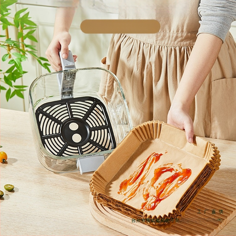 Kvadatinis silikoninis kepimo popierius oro fritezei, storesnis, riebalų sugeriantis, kepimui