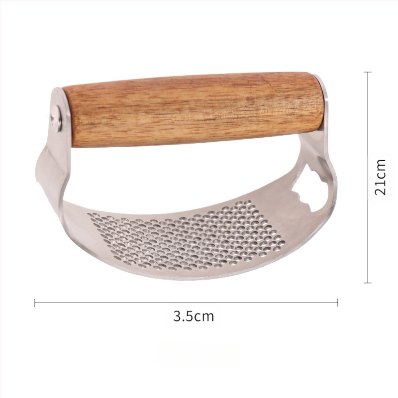 Πρέσα σκόρδου από ανοξείδωτο χάλυβα τύπου 430 με λαβή από ξύλο ακακίας, χειροκίνητη λειτουργία, μοντέρνος μινιμαλιστικός σχεδιασμός