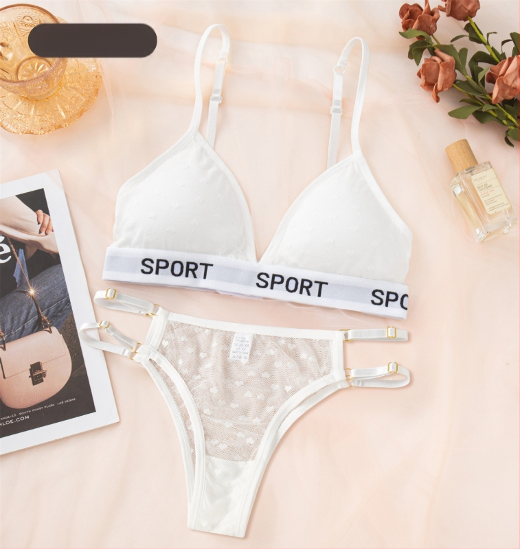 Mežģīņu bezvadu krūšturis komplekts ar trijstūra kausiem, push-up un savilkšanas efekts, elpojošas biksītes ar kokvilnas oderi