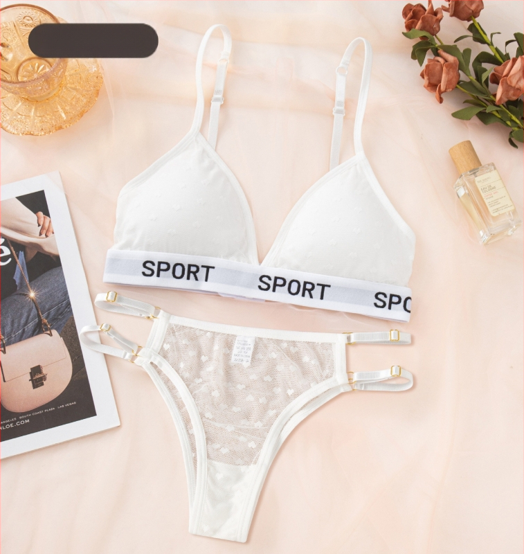 Mežģīņu bezvadu krūšturis komplekts ar trijstūra kausiem, push-up un savilkšanas efekts, elpojošas biksītes ar kokvilnas oderi