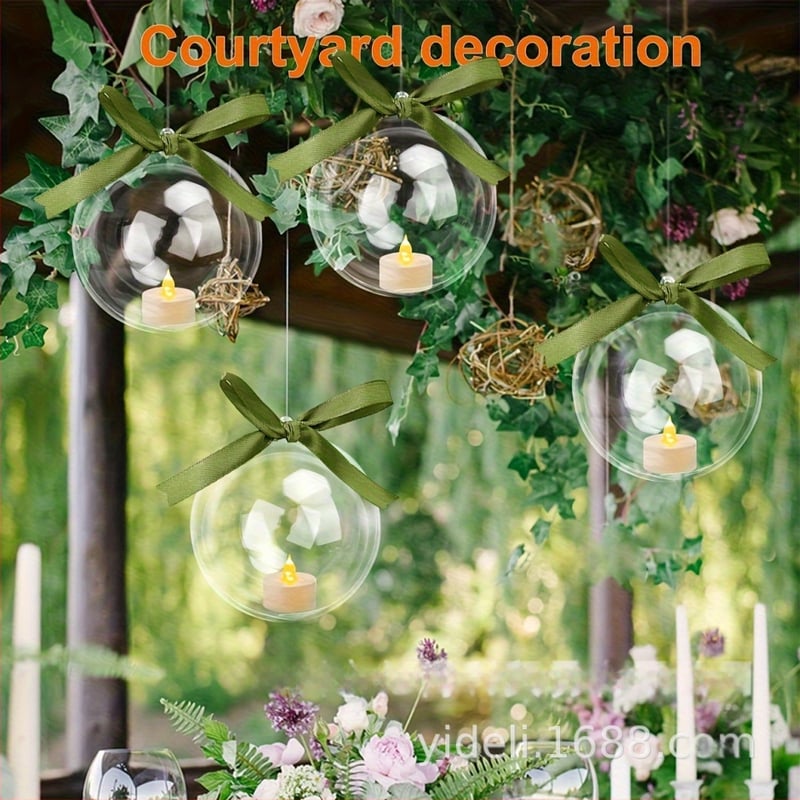 Kerek áttetsző műanyag ajándékdoboz köszönő címkékkel és szalagokkal