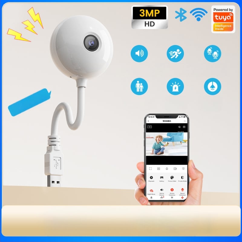 Έξυπνη κάμερα μωρού με Wi‑Fi, 1080P HD, απομακρυσμένος έλεγχος, τροφοδοσία USB, ευφυές λειτουργικό σύστημα