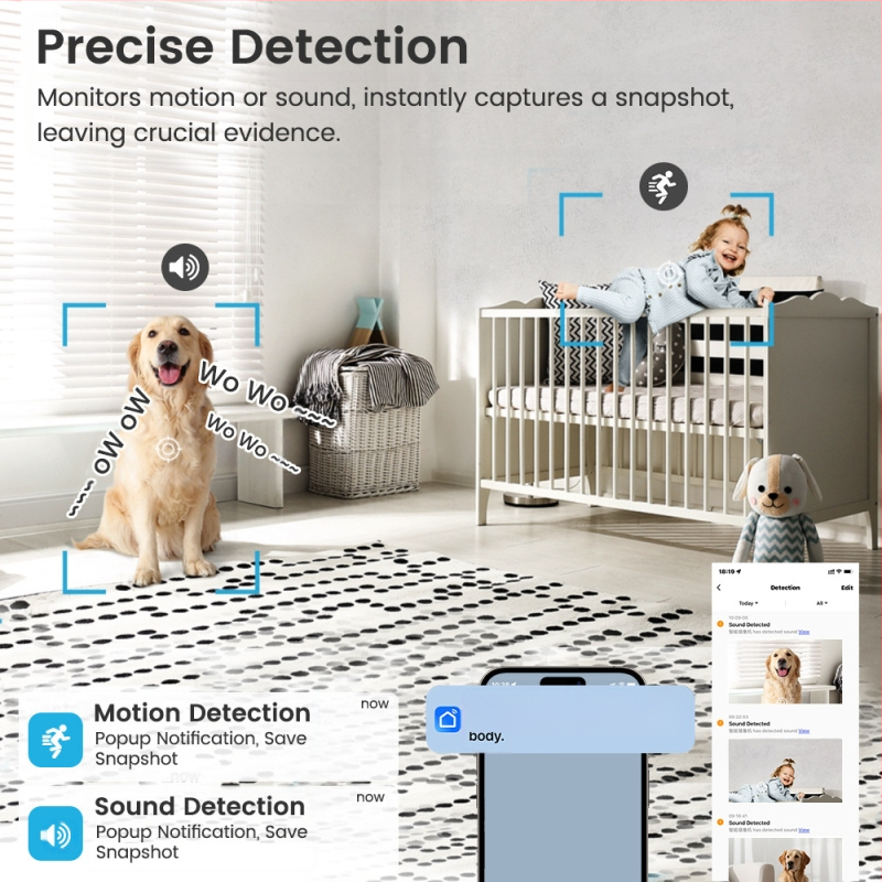 Έξυπνη κάμερα μωρού με Wi‑Fi, 1080P HD, απομακρυσμένος έλεγχος, τροφοδοσία USB, ευφυές λειτουργικό σύστημα