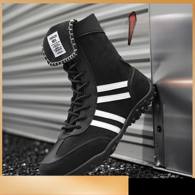 Μποτίνια Μάρτιν για άνδρες - PU επάνω, λεπτομέρειες σουέντ, υψηλό πάνω μέρος, παχιά σόλα