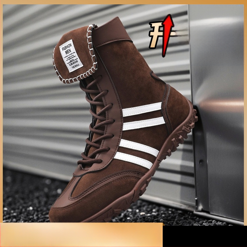 Μποτίνια Μάρτιν για άνδρες - PU επάνω, λεπτομέρειες σουέντ, υψηλό πάνω μέρος, παχιά σόλα