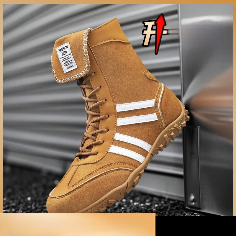 Μποτίνια Μάρτιν για άνδρες - PU επάνω, λεπτομέρειες σουέντ, υψηλό πάνω μέρος, παχιά σόλα