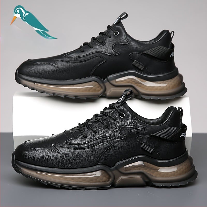 Ανδρικά loafers από γνήσιο δέρμα με σόλα EVA, στρογγυλή μύτη, κορδόνια