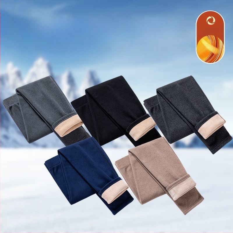 Ανδρικά χειμωνιάτικα θερμικά παντελόνια με ψηλή μέση και ευθεία γραμμή, μόνωση από μεταξο‑βαμβάκι, εξωτερικά και επένδυση από τεχνητό δέρμα