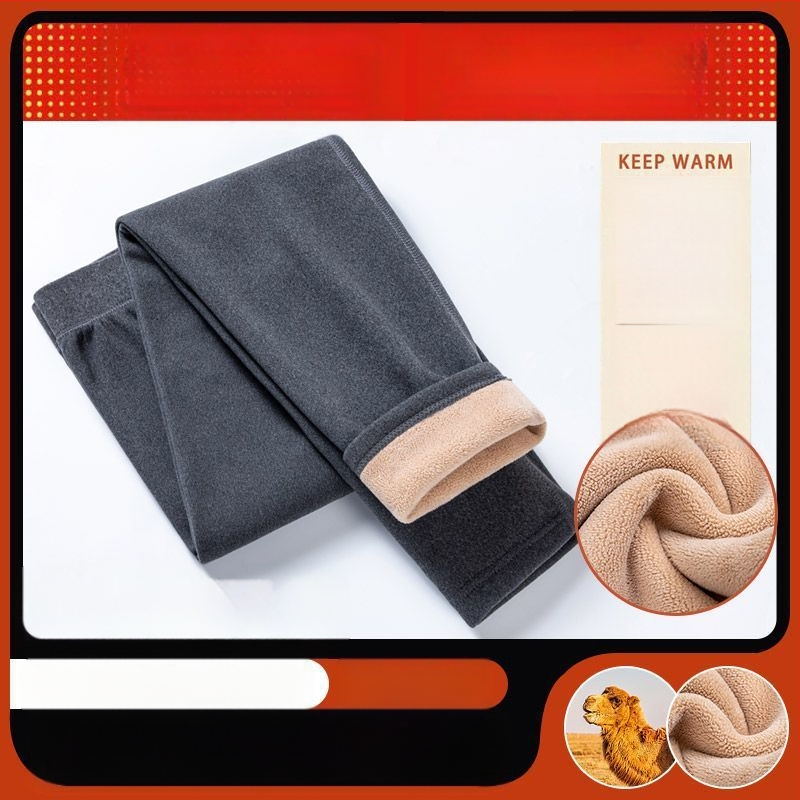 Ανδρικά χειμωνιάτικα θερμικά παντελόνια με ψηλή μέση και ευθεία γραμμή, μόνωση από μεταξο‑βαμβάκι, εξωτερικά και επένδυση από τεχνητό δέρμα