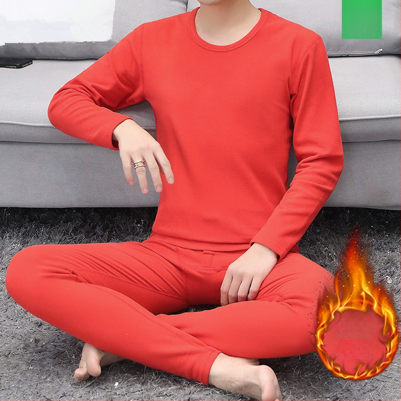 Vyrų terminis komplektas su pūkine vidine danga, pusaukštos kaklo linijos, ilgomis rankovėmis ir kelnėmis, vienos spalvos, vidutinio svorio 181–200 g/m²