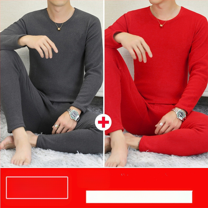 Vyrų terminis komplektas su pūkine vidine danga, pusaukštos kaklo linijos, ilgomis rankovėmis ir kelnėmis, vienos spalvos, vidutinio svorio 181–200 g/m²