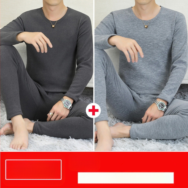 Vyrų terminis komplektas su pūkine vidine danga, pusaukštos kaklo linijos, ilgomis rankovėmis ir kelnėmis, vienos spalvos, vidutinio svorio 181–200 g/m²