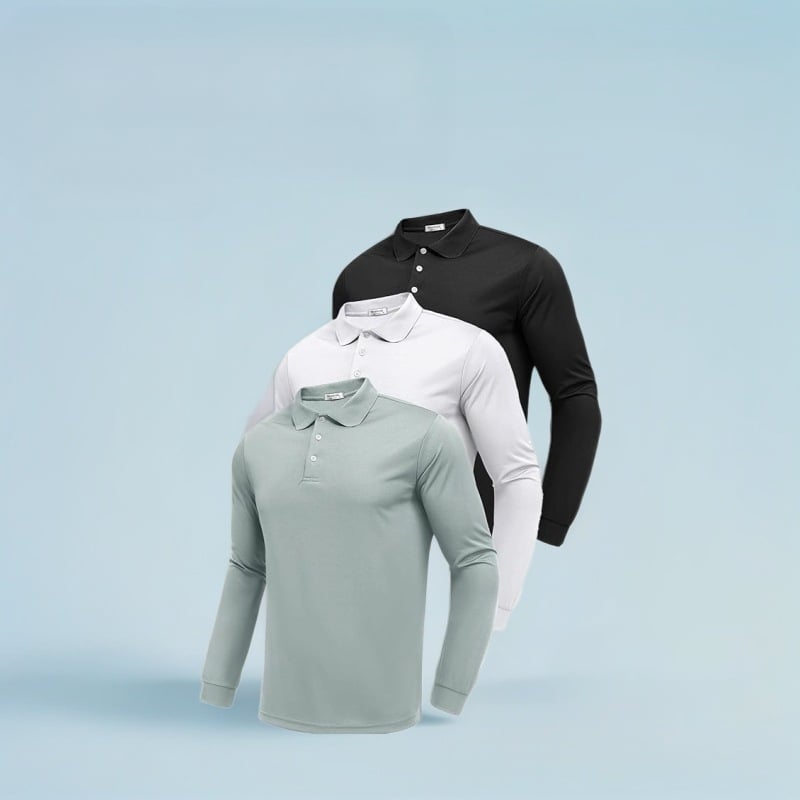 Vīriešu polo krekls ar garām piedurknēm, Slim fit, poliester 95% materiāla saturs, blokveida raksts