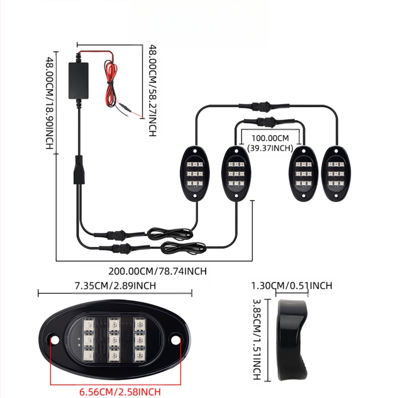 Αυτοκινητικό LED ambient φωτιστικό κάτω από το αμάξωμα με έλεγχο μέσω εφαρμογής — 12V, καθολική συμβατότητα, μοντέλο qfd152