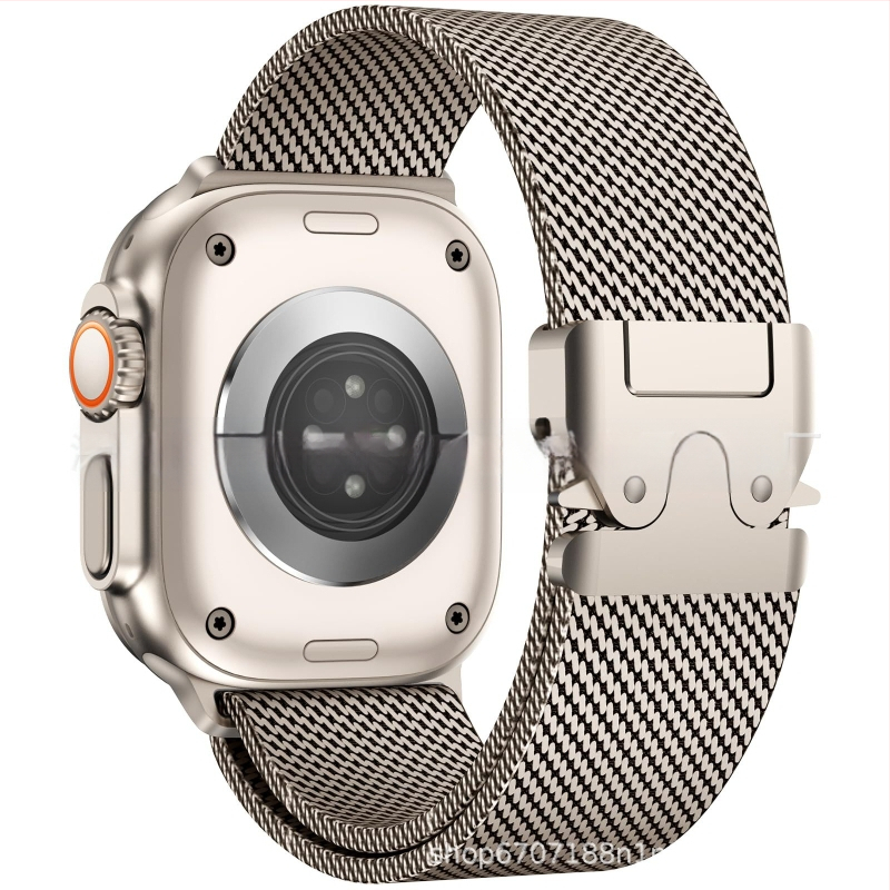 Metalinė Milanėzės juosta Apple Watch Ultra 2 su magnetiniu užsegimu ir parašiutinės sagties