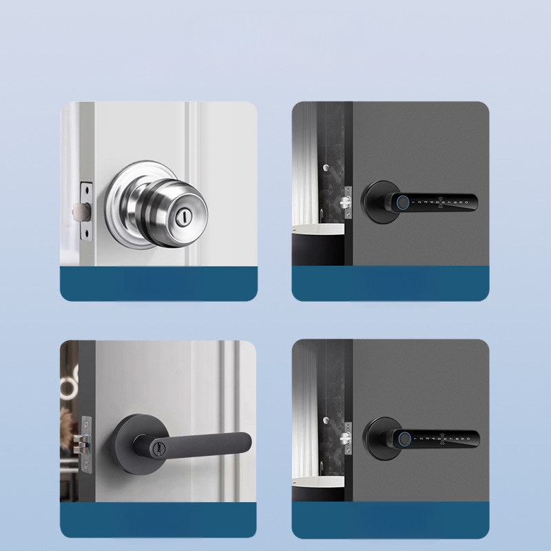 Έξυπνο κλείδωμα πόρτας εσωτερικών θυρών SS-DZL με βιομετρικό αποτύπωμα, κωδικό πρόσβασης και κλειδί; αποθήκευση 100 αποτυπωμάτων, >100000 κύκλοι ξεκλειδώματος, σάρωση <0,5 s, τροφοδοσία DC, εύρος λειτουργίας -10°C έως 60°C