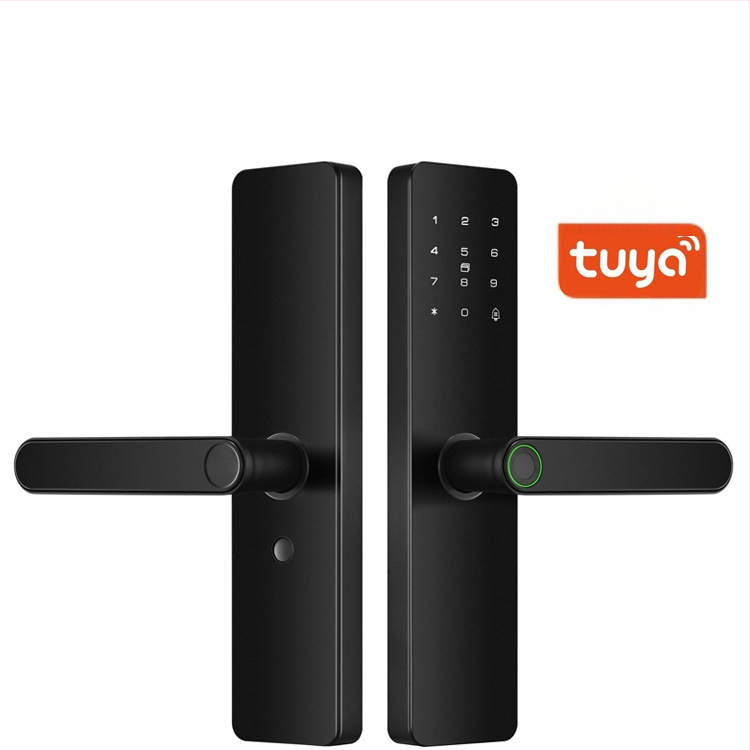 Viedā durvju slēdzene iekšējām koka durvīm ar pirksta nospiedumu, plaukstas nospiedumu, paroli, sejas atpazīšanu un attālinātu atslēgu; panelis no alumīnija sakausējuma