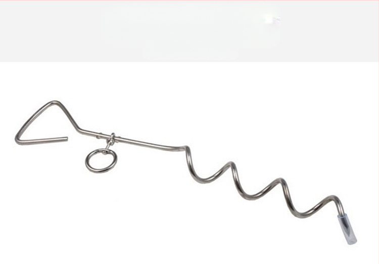 Εξωτερικό πασσαλάκι για σκύλους με σπειροειδή άγκυρα στο έδαφος και σκοινί από χάλυβα με διπλό γάντζο - Σίδηρος, Κωδικός Προϊόντος 010