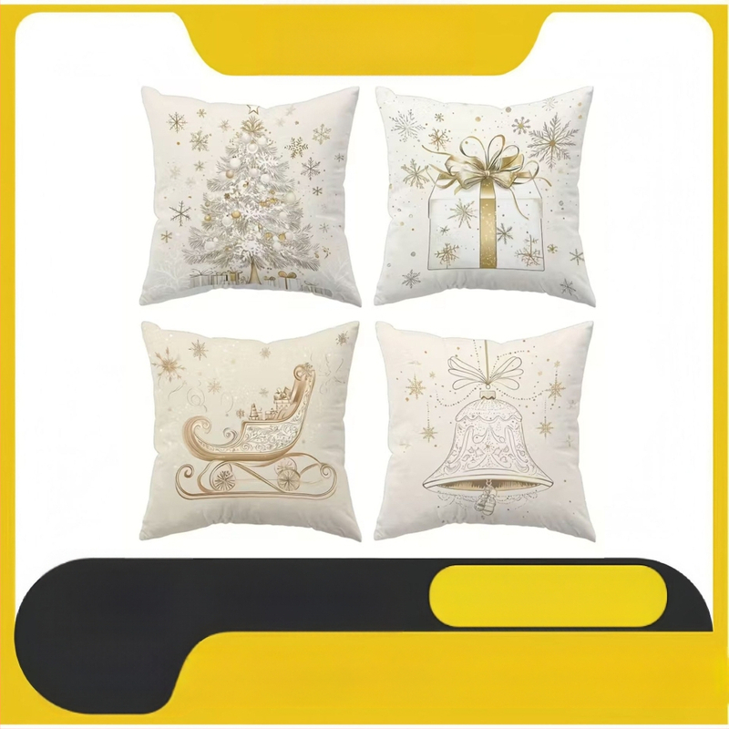 Зимно коледно калъфче за възглавница – лен и къс пух, американски стил за дневна, персонализиране на лого