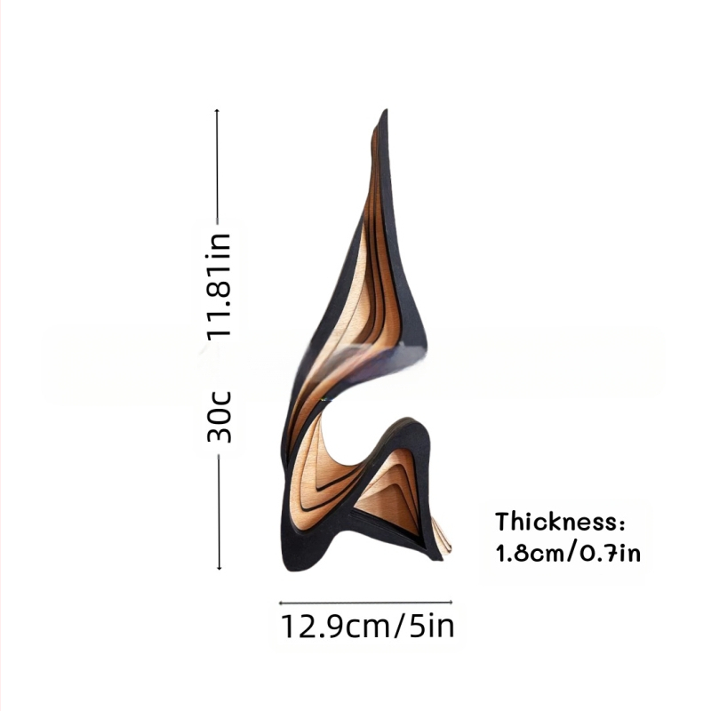Дървени триизмерни извити арт орнаменти за домашен декор, неравна форма на произведение на изкуството (Материал: топола; Код на продукта: Curve art ornaments; Категория: Орнаменти; Тип материал: дърво)