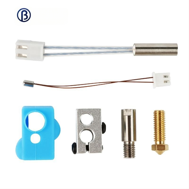 Комплект за гореща глава на 3D принтер: Ратълснейк печатна глава, нагревателна дюза, Volcano нагревателен блок, силиконова маншета