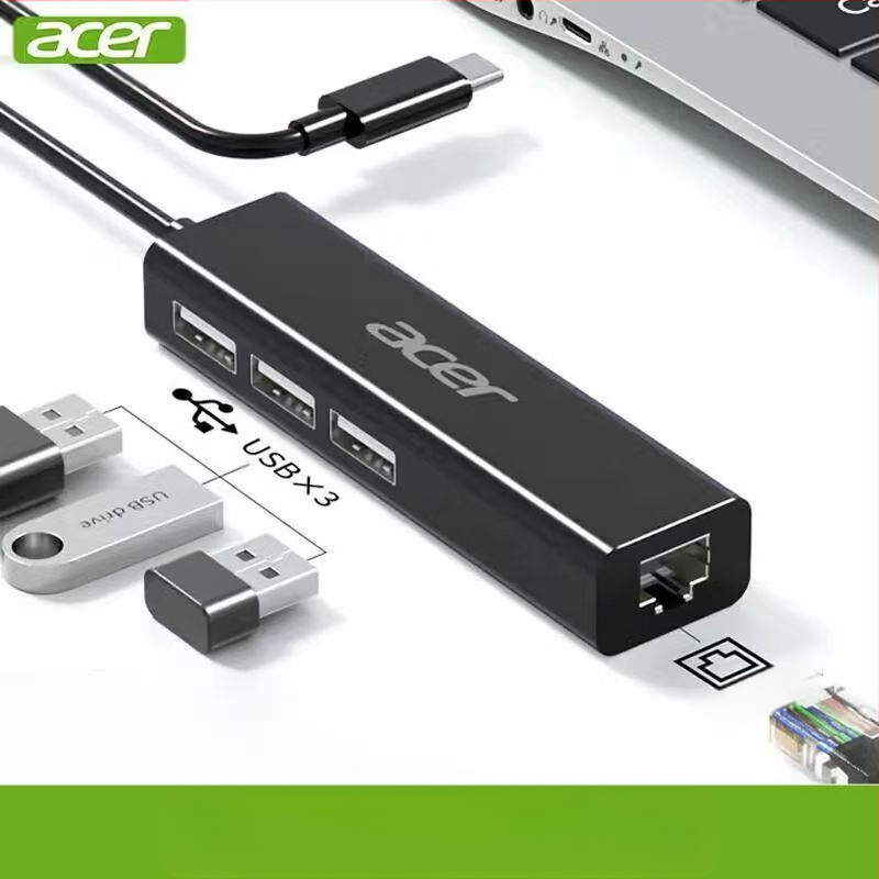 Acer Type-C μετατροπέας Ethernet με USB Hub HY41-T41, USB 2.0, 100 Mbps, διαχωριστής 1–4