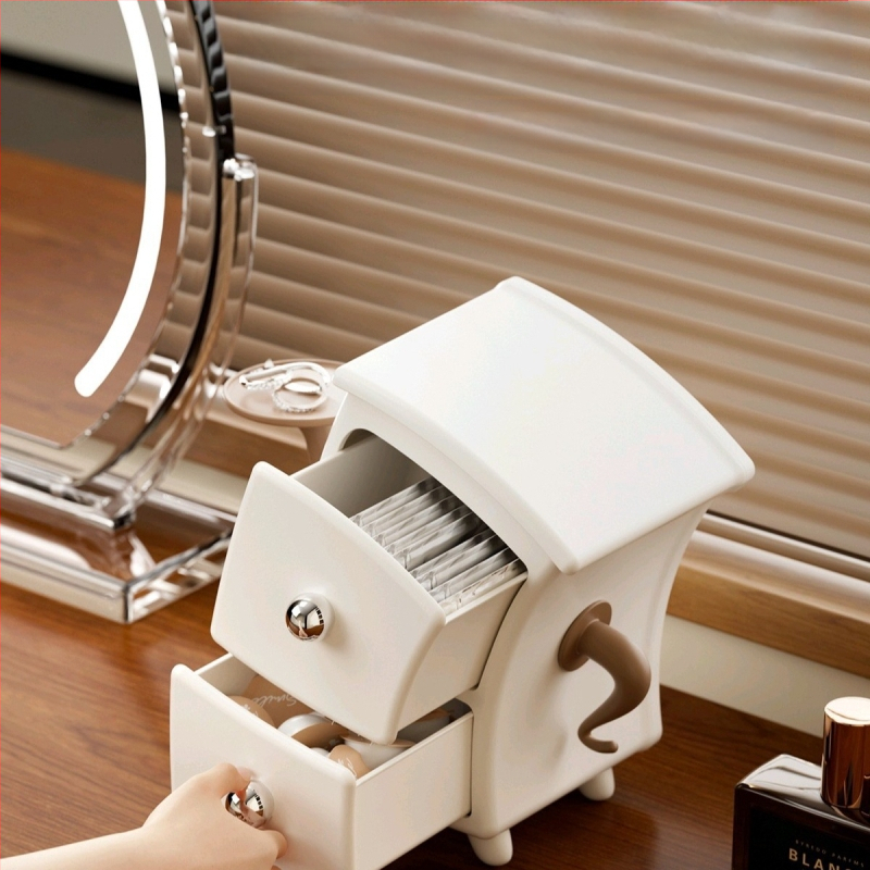 Organizator retro pentru cercei și cosmetice cu compartimente — Dedidun YB2229, material HIPS+PP, imprimare logo, lansare 2025