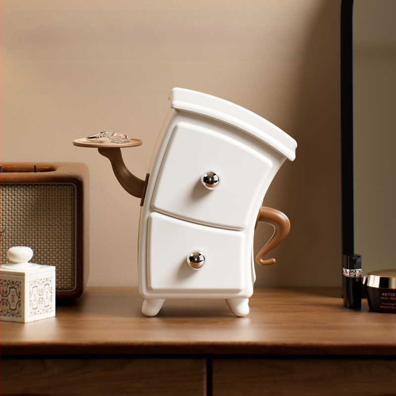 Organizator retro pentru cercei și cosmetice cu compartimente — Dedidun YB2229, material HIPS+PP, imprimare logo, lansare 2025