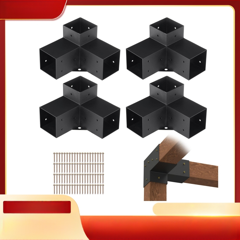 Σετ στηριγμάτων πέργκολας: 3-δρομής ευθύγραμμη επέκταση και Τ-βραχίονας, χάλυβας άνθρακα, μοντέρνο μινιμαλιστικό στυλ, για πέργκολες και κρεβάτια