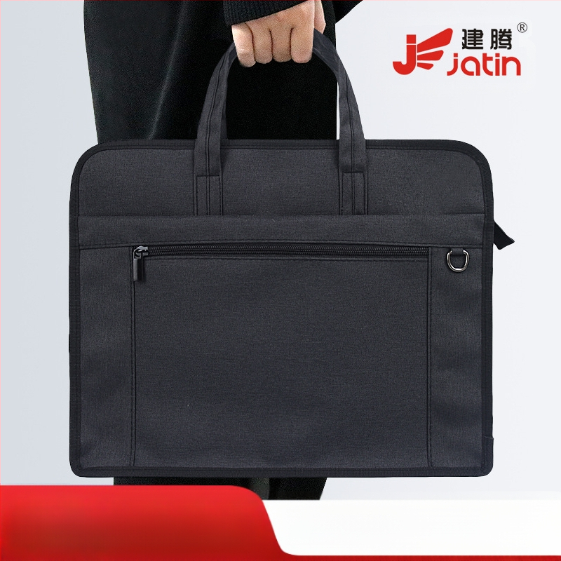 Jianteng платнена чанта за документи с голям капацитет, подсилена конструкция, стил с цип