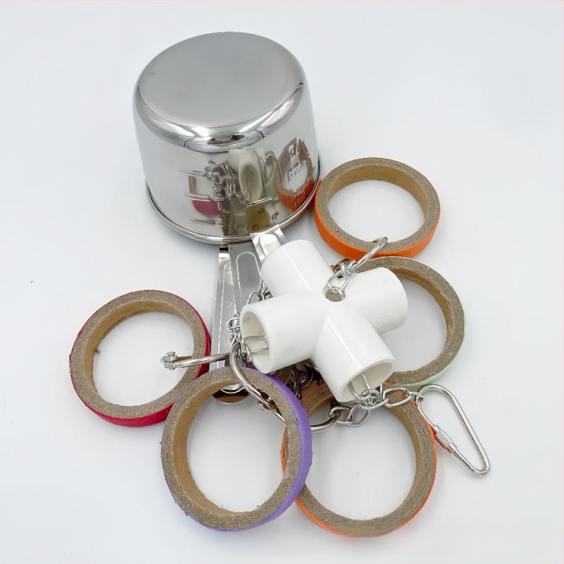 Papagáj játék rozsdamentes acélból haranggal és papírgyűrűvel, madárketrecek dekorációja – Yg márka, kód 225, madarak számára