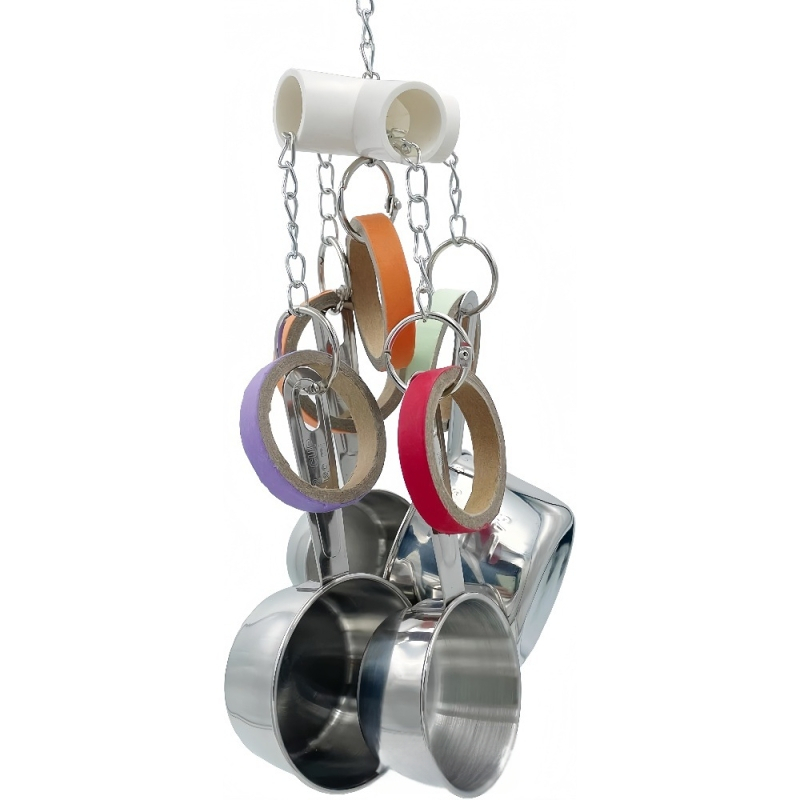 Papagáj játék rozsdamentes acélból haranggal és papírgyűrűvel, madárketrecek dekorációja – Yg márka, kód 225, madarak számára