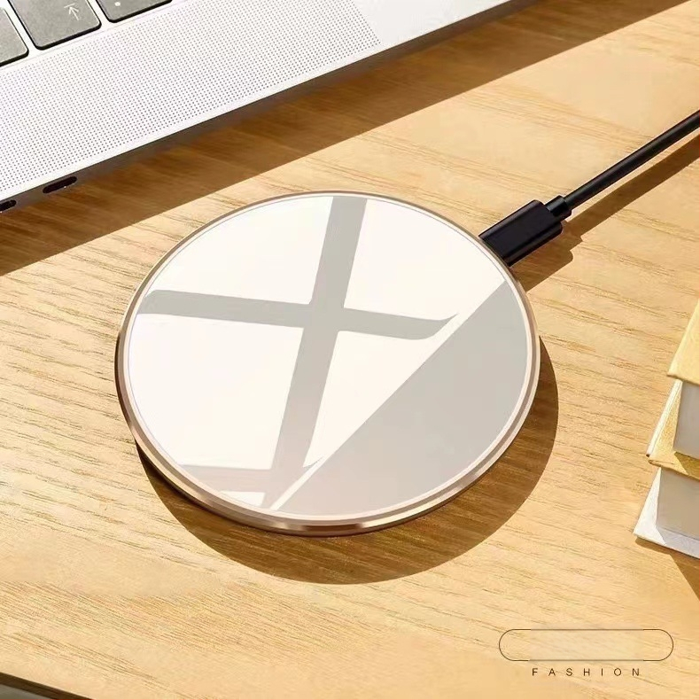 Κυκλικός ασύρματος φορτιστής με καθρέφτη, ultra-thin, 15W μέγιστη ισχύς, QC3.0 γρήγορη φόρτιση για κινητά τηλέφωνα