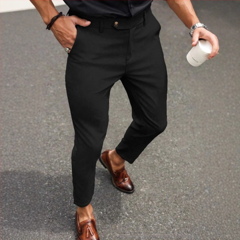 Ελαφρά επιχειρηματικά παντελόνια με ευθεία γραμμή, μικροελαστικότητα πολυεστέρα 90%, μείγμα χημικών ινών, μεταλλική διακόσμηση, για όλες τις εποχές