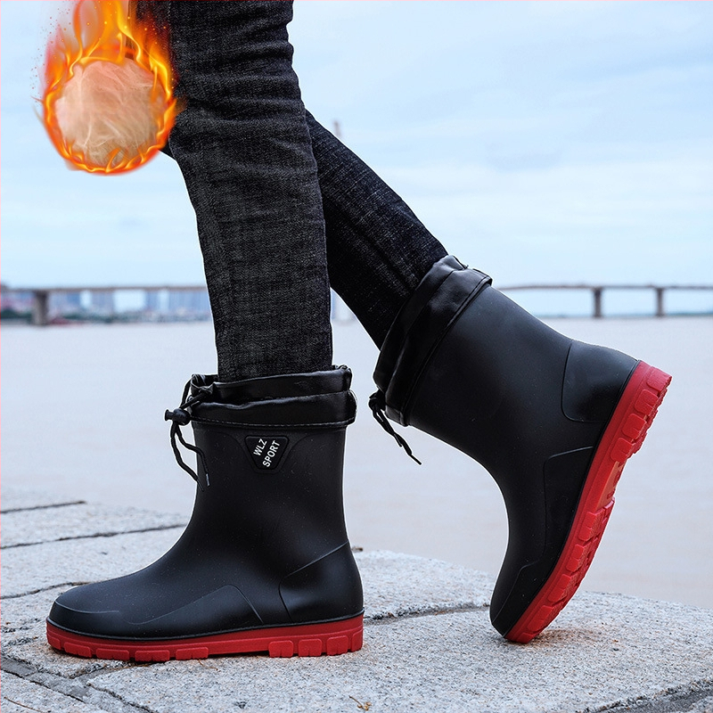Vyriniai lietaus batai iki blauzdos, atsparūs vandeniui, su fleece įdėklu, gumine danga, priešslydis, lauko darbams