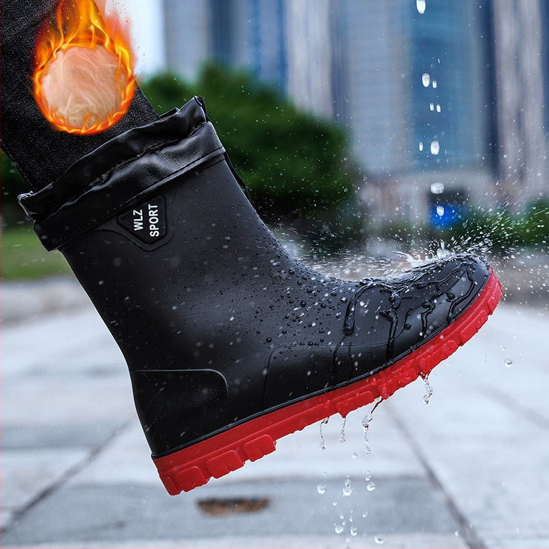 Vyriniai lietaus batai iki blauzdos, atsparūs vandeniui, su fleece įdėklu, gumine danga, priešslydis, lauko darbams