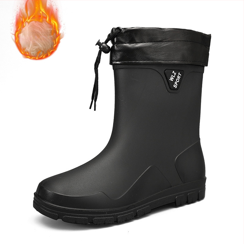 Vyriniai lietaus batai iki blauzdos, atsparūs vandeniui, su fleece įdėklu, gumine danga, priešslydis, lauko darbams