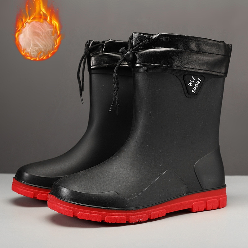 Vyriniai lietaus batai iki blauzdos, atsparūs vandeniui, su fleece įdėklu, gumine danga, priešslydis, lauko darbams