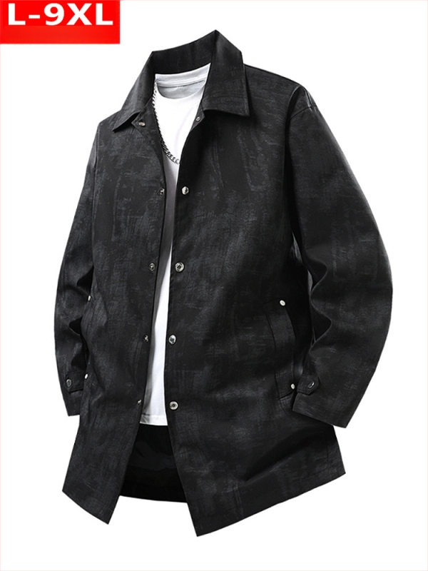 Palton camuflat, croială lejeră, lungime medie 65–80 cm, guler turn-down, închidere cu nasturi la față, material poliester, căptușeală poliester, stil Hong Kong